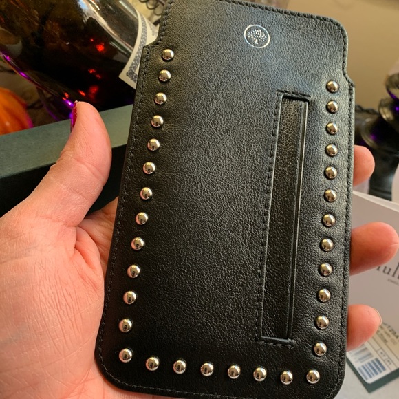 Authentic MULBERRY ENGLAND Calf leather/studs card/phone holder - Picture 2 of 13
